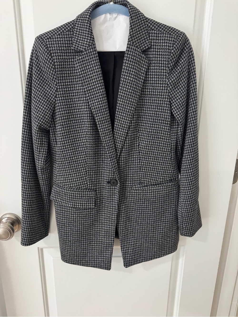 LOFT Knit Black & White Houndstooth Blazer Jacket